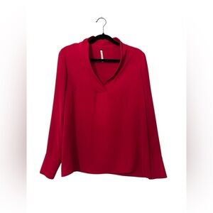 Amanda Uprichard Silky Soft Long Sleeve Red Blouse Top Sz P